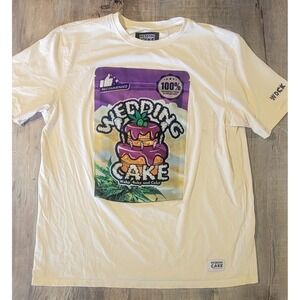 Wedding Cake Mens XL Wake Bake And Cake Shirt Adult Beige Short Sleeve Crew Neck